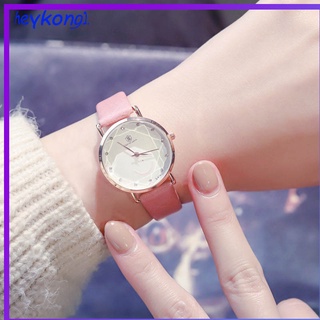 Women Girl Quartz Watch Smile Face Dial with PU Leather Band