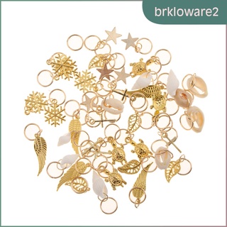 [brklowaremx] 50 piezas de concha mixta estrella cruz colgante anillo de pelo trenzado anillos bucle diadema (7)