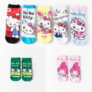 [listo Stock] 5 pares adulto/niños Hello Kitty calcetines de dibujos animados