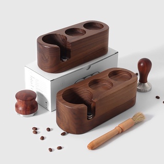 [Dynwave1] Walnut Filter Espresso Tamper Holder Stand Wooden Tamping Station Mat Stand Reusable Base Rack Easy Use Accessory for