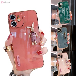 Phone Case With Beaded Rabbit On the Back TPU Protective Phone Cover for iPhone X/XS Max 11/12 Pro Max