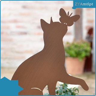 [2021 nuevo] arte de hierro gato jardín estaca decoración marrón plug-in decorativo para patio jardín otoño decoración casa de campo decoraciones de césped arte