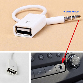 Wu Car MP3 3.5mm Male AUX Audio Plug Jack to USB 2.0 Female Converter Cable Cord
