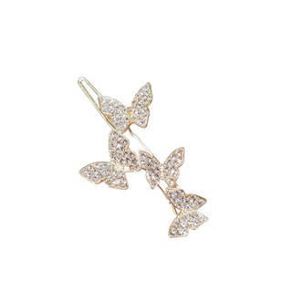 PoP In Stock New Korean Woman Fashion Sweet Super Fairy Rhinestone Butterfly Gold Side Clip All-match Headdress Hair Accessories Gift (6)
