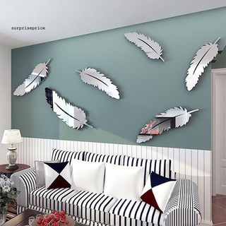 SPP_8 pzs/juego de plumas modernas de acrílico espejo de pared/decoración de oficina/hogar/regalo (1)