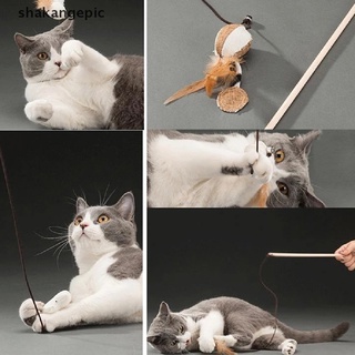 [shakangepic] mascota gato teaser pluma madera varilla ratón juguete campana gato palo gato juguetes interactivos