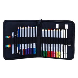 invierno 40pcs lápiz de colores soluble en agua borrador sacapuntas kit de cuaderno profesional suministros de arte para artista dibujo colorear con estuche de transporte (3)