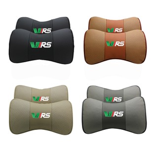 2pcs emblema de coche insignia de cuero reposacabezas para Skoda Kodiaq Octavia Superb Fabia Auto asiento cuello almohada Interior Protector de cuello decoración (4)