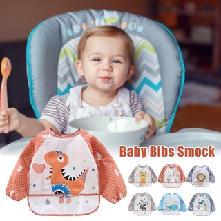 Baberos de bebé impermeable Smock manga larga babero de alimentación delantal con bolsillo bebé niños niñas baberos de tela 0-36 meses