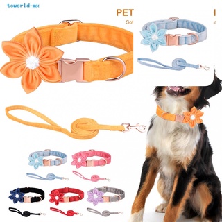 toworld - collar de piel sintética para cachorro, diseño de flores, diseño de mascotas, collar de tracción, conveniente para uso diario