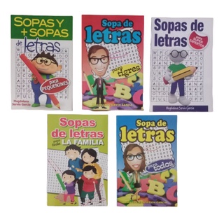Paquete de 10 Libros de Sopas de Letras diferentes para niños y adultos. Pasatiempos