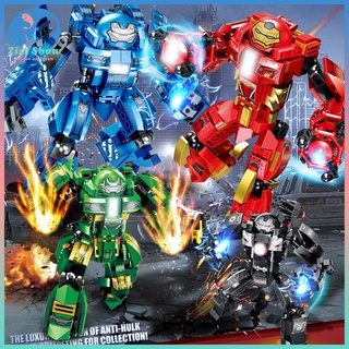 leyu super heroes vengadores iron man bloques de construcción juguetes mecha anti-hulk mech robot compatible lego ladrillo juguetes