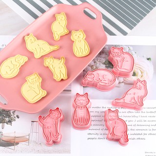 6 unids/set lindo gatito molde de galletas de plástico prensado galletas herramientas de hornear