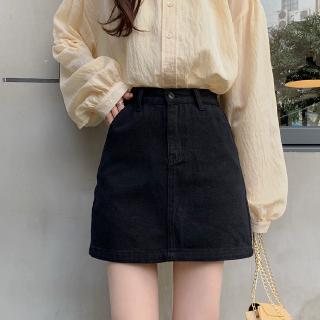 verano coreano de talle alto salvaje falda de mezclilla femenina estudiante de ocio era delgada una palabra corta falda bolsa de cadera falda (4)