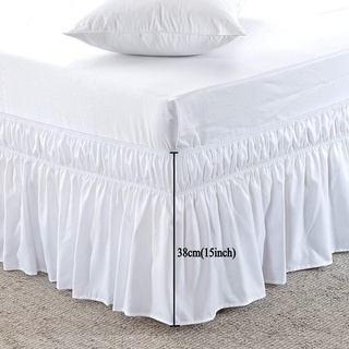 Color sólido elástico cama falda hueca volantes cubierta de cama doble Queen King Size