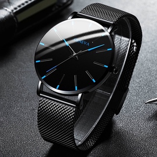 2022 Minimalist Men's Fashion Ultra Thin Watches Business Stainless Steel Mesh Quartz Watch (1)