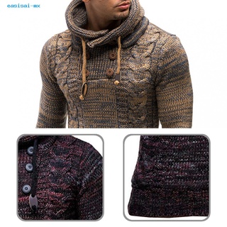 easisai Comfy Sweater Hooded Solid Color Knitted Sweater Warm Streetwear