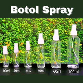 Botella de Spray vacía transparente de 10 ml/20 ml/30 ml/50 ml/60 ml/100 ml
