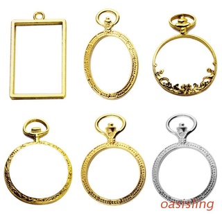 oasis 6 unids/set marco de Metal reloj de bolsillo colgante bisel ajuste de resina UV collar pendientes hallazgos fundición artesanía DIY