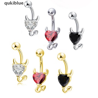 Qukiblue 1 Pcs Navel Belly Button Ring Glitter Love Heart Decor Piercing Navel Nail MX