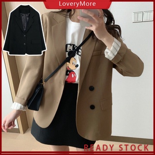 Ready Stock Retro Blazer Long Sleeve Versatile Loose Jacket Spring And Autumn Loose Casual Blazer For Women 2020 New Korean Solid Color
