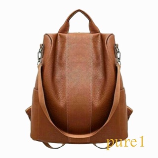 ☾JD✿Women Waterproof PU Leather Backpack Casual Female Bag Anti-Theft Backpack