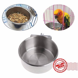 tranquillt tazón colgante de acero inoxidable de alimentación para mascotas, loro, perro, taza de comida, jaula de agua, pájaro, gato n3h1