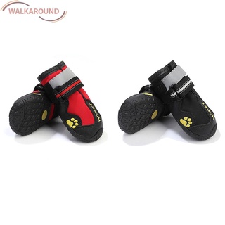 (Wal) 4 pzs zapatos impermeables para perros/mascotas/zapatos antideslizantes suaves luminosos para cachorros/zapatos negros