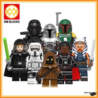 Lego Minifigures WM6121 star wars Mandalorian Boba Fett Scout Trooper Ahsoka Luke Skywalker Building Blocks Toys