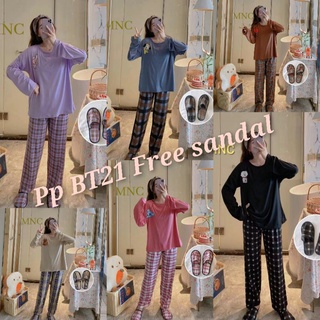 Pijamas pp mujeres importado camisones estilo coreano BTS/BT21 (sandalias gratis) (1)