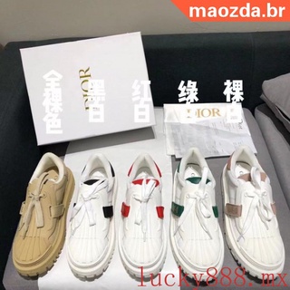 2021 Tênis pequenos sapatos brancos com bico de concha da Dior mostram estilo moderno