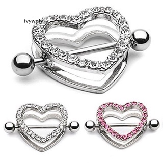 Ivywoly 1pc/1pair Heart Shaped Nipple Shield Nipple Ring Steel Barbell Piercing Jewelry MX