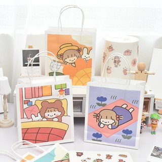 Versión coreana de simple portátil bolsa de papel bolsa de regalo pequeña ins tendencia chica corazón lindo bolsa de almacenamiento de regalo bolsa de embalaje