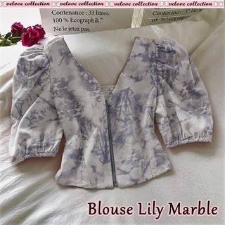 Blusa lirio cremallera motivo de mármol blusa estilo coreano Tops para las mujeres tiedye blusa crop premium mujeres (2)
