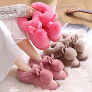 2021 New Fashion Autumn Winter Cotton Slippers Rabbit Ear Home Indoor Slippers Winter Warm Shoes Womens Cute Plus Plush