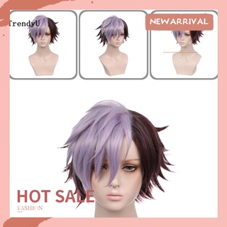 Trd - peluca para hombre, diseño de Anime, resistente al calor, color rojo púrpura