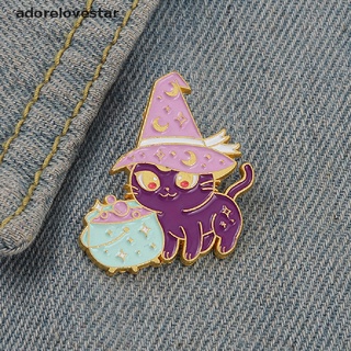 Adore Creative Moon Witch Cat Enamel Pin Cartoon Magic Cat Brooch Halloween Jewelry Star