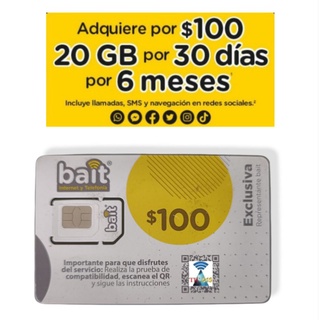 Portabilidad Bait cambia tu número a Bait 100 por mes 20 GB Distribuidor oficial (1)