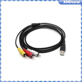 [xsrai] cable usb a a 3rca, 1,5 m/5 pies usb macho a 3 rca macho jack divisor audio video av compuesto cable adaptador para