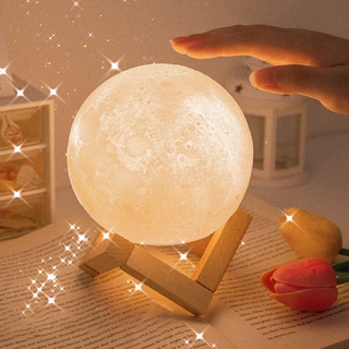 12cm 3D Lampara Luna Hermosa lámpara de luna blanca cálida para niños, dormitorio, decoración, cielo estrellado, pequeña luz de noche