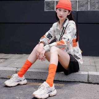 Primavera y verano nuevos balenciaga productos de la marca de moda femenina París letras ins familia medio-alto color calcetines femeninas pieles Calcetines (7)