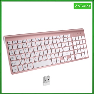 teclado inalámbrico delgado 2.4g receptor usb silencioso plug and play para portátiles y escritorios, transmisión inalámbrica estable