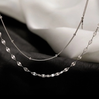 coreano ins moda mujer plata doble capa cruz estrella brillante elegante encanto calvicle colgante collar/moda simple mujeres cadena de cobre (5)