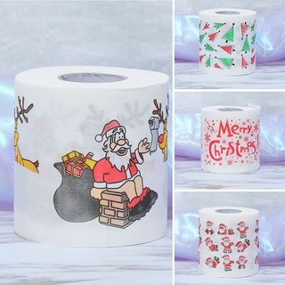 【Ready stock】 1PC Home Tool Santa Claus Bath Toilet Roll Paper Christmas Supplies Xmas Decor Tissue Cute Christmas Print High Quality (1)