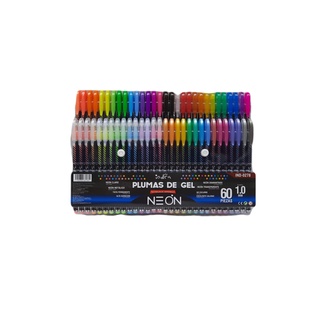 60 Plumas De Gel en 48 Colores Indra Neon 1.00 Mm