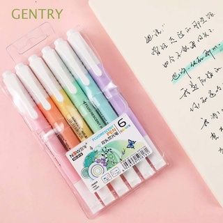 GENTRY 6Pcs/Set Double Head Gift Highlighter Pen Fluorescent Pen Markers Pastel Drawing Pen Candy Color Office Supplies School Supplies Stationery Student Supplies Markers Pen