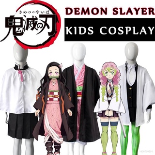 Demon Slayer Niños Cosplay Traje De Manga Larga Vestido Kimono Capa Nezuko Kanao Mitsuri Regalo De Cumpleaños 110-150cm Anime