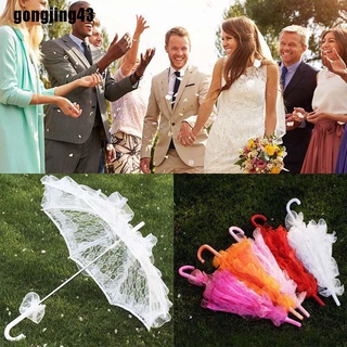 [gongjing4] 60 cm mujeres señoras algodón encaje sombrilla paraguas novia boda fiesta hecho a mano OOC