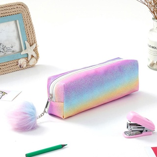 Rainbow Student Multi-function Pencil Case Simple Shiny Box Capacity Bag Large Cosmetic Y5K8 (6)