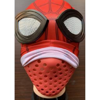 [COS FACTORY] Spiderman Faceshell Mini Máscara Cosplay Props Sílice Negro/Rojo Halloween Deadpool Media Cara Shell Solf Cubierta Boca (1)